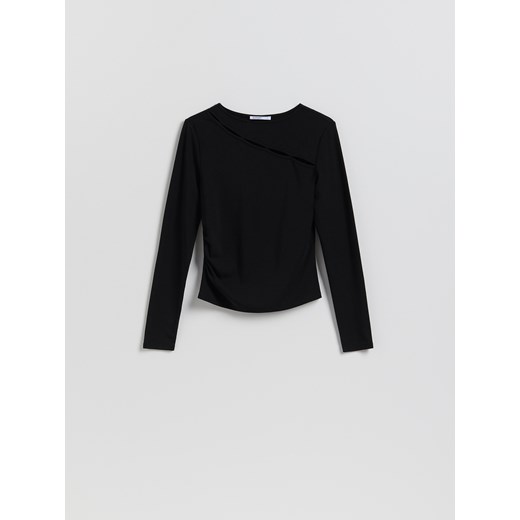 Reserved - Longsleeve z lyocellem - czarny ze sklepu Reserved w kategorii Bluzki damskie - zdjęcie 189324672