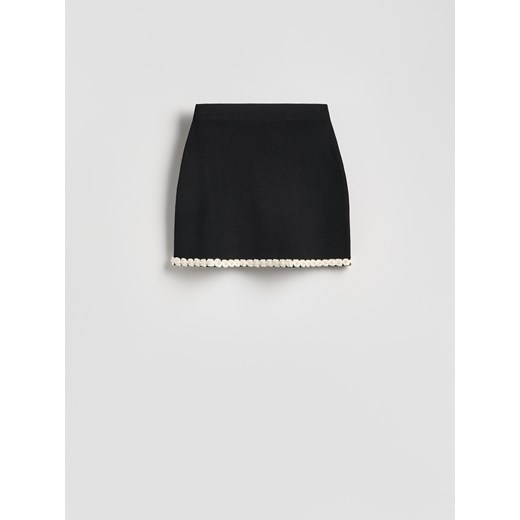 Reserved - Spódnica mini z dekoracyjnym wykończeniem - czarny ze sklepu Reserved w kategorii Spódnice - zdjęcie 189324812