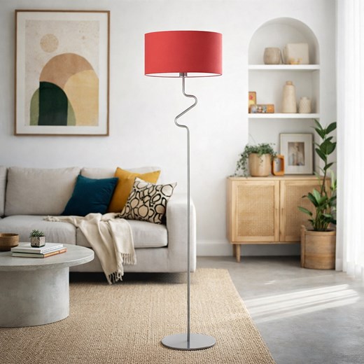 Nowoczesna lampa stojąca do sypialni z czerwonym abażurem MORONI ze sklepu Lysne w kategorii Lampy podłogowe - zdjęcie 189342630