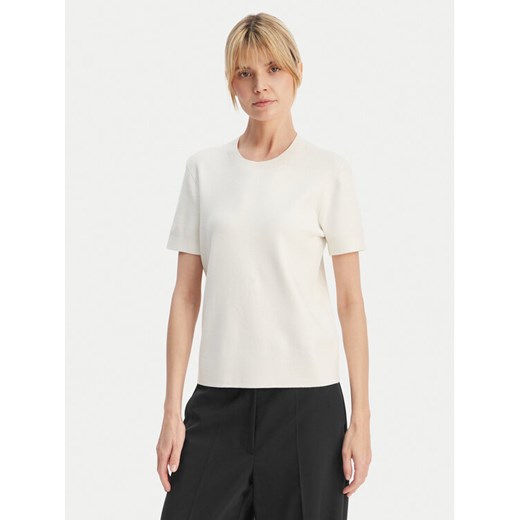 Calvin Klein T-Shirt LV147E303G Écru Regular Fit ze sklepu MODIVO w kategorii Bluzki damskie - zdjęcie 189368850