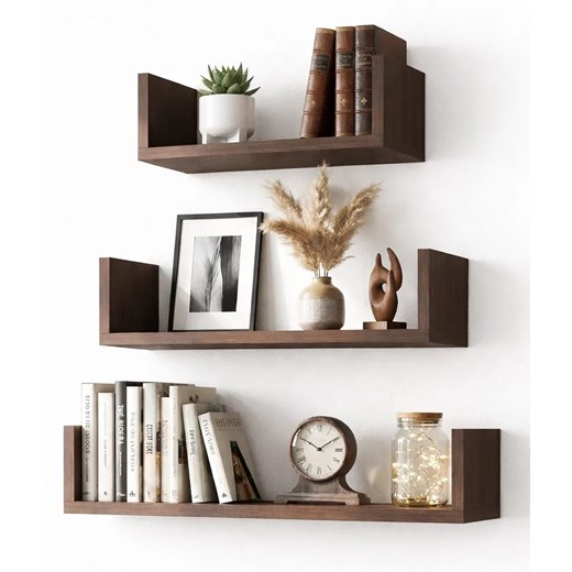 Komplet 3 półek ściennych w kolorze wenge B1-H99 ze sklepu Edinos.pl w kategorii Półki - zdjęcie 189370610