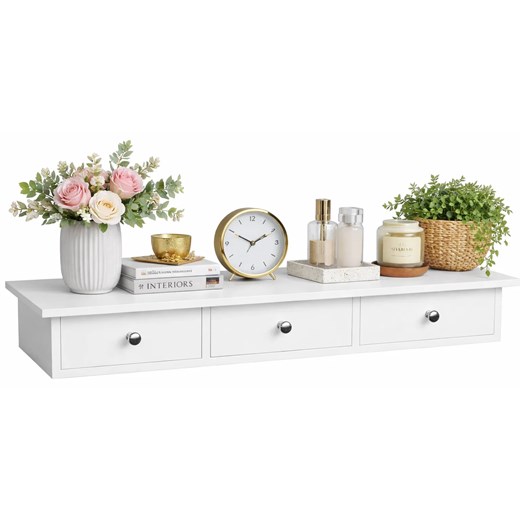 Biała półka wisząca z 3 szufladami T0-F26 ze sklepu Edinos.pl w kategorii Półki - zdjęcie 189370620