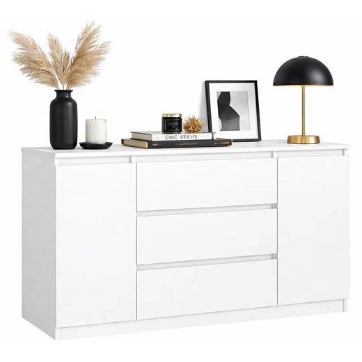 Biała Komoda Z 3 Szufladami I Drzwiczkami K7-E38 ze sklepu Edinos.pl w kategorii Komody - zdjęcie 189370621