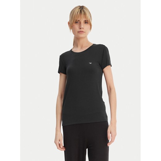 Emporio Armani T-Shirt EW000408 AF19024 UC001 Czarny Regular Fit ze sklepu MODIVO w kategorii Bluzki damskie - zdjęcie 189370683