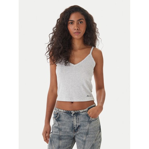 Guess Jeans Top W6GPB5 KG372 Szary Regular Fit ze sklepu MODIVO w kategorii Bluzki damskie - zdjęcie 189371884