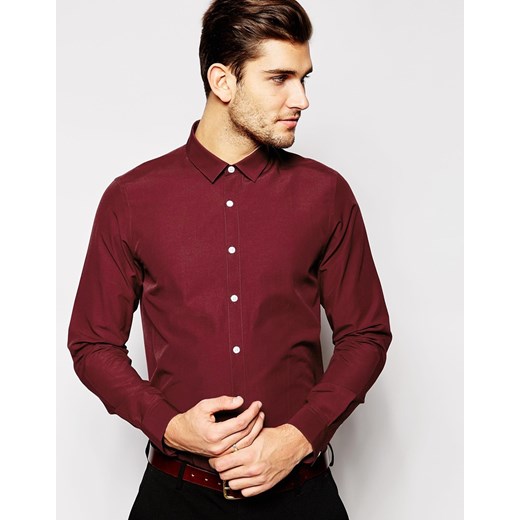 ASOS Smart Shirt In Long Sleeve - Red