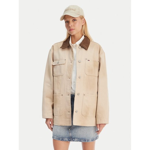 Tommy Jeans Kurtka przejściowa Distressed Chore DW0DW22599 Beżowy Relaxed Fit ze sklepu MODIVO w kategorii Kurtki damskie - zdjęcie 189387302
