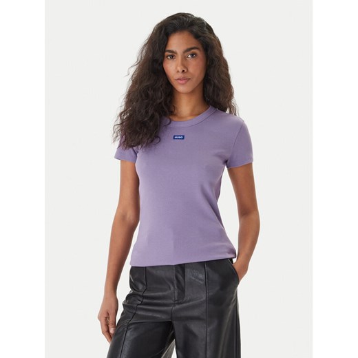 HUGO T-Shirt Easy 50523924 Fioletowy Slim Fit ze sklepu MODIVO w kategorii Bluzki damskie - zdjęcie 189387461