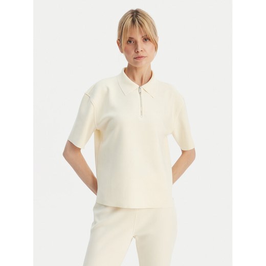 Calvin Klein Polo LV044E241G Beżowy Relaxed Fit ze sklepu MODIVO w kategorii Bluzki damskie - zdjęcie 189387473