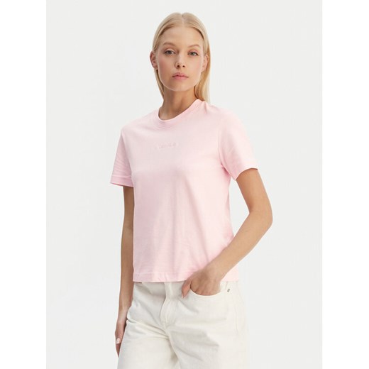 Calvin Klein T-Shirt LV044C905G Różowy Regular Fit ze sklepu MODIVO w kategorii Bluzki damskie - zdjęcie 189387502
