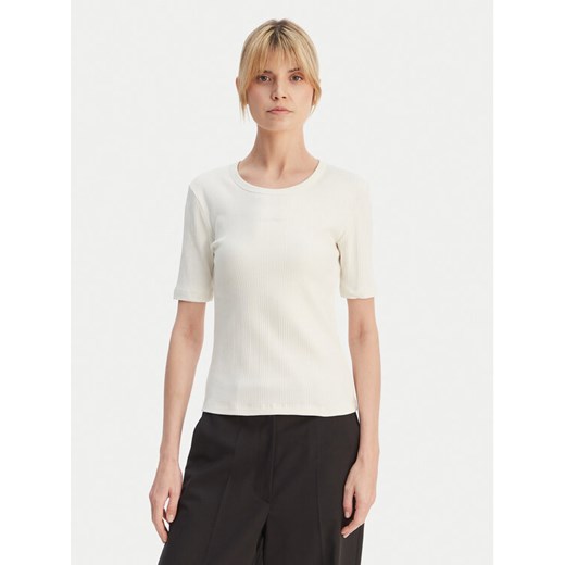 Calvin Klein T-Shirt Varigated LV044F211G Écru Slim Fit ze sklepu MODIVO w kategorii Bluzki damskie - zdjęcie 189387540