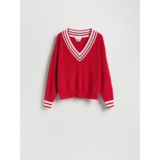Reserved - Sweter z lnem - czerwony ze sklepu Reserved w kategorii Swetry damskie - zdjęcie 189391911