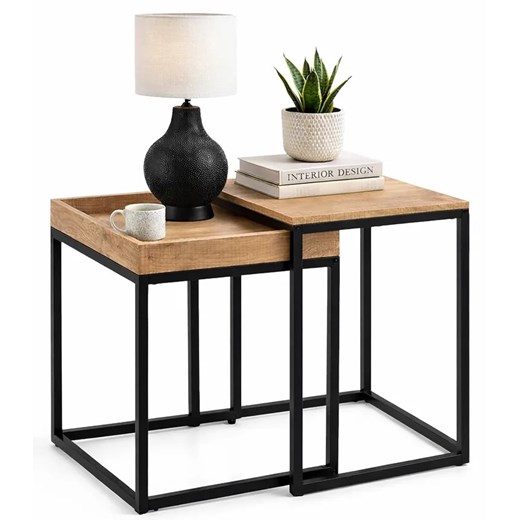 Loftowy Stolik Kawowy 2W1 Miodowy Brąz 120 Cm D6-T02 ze sklepu Edinos.pl w kategorii Stoliki kawowe - zdjęcie 189392540