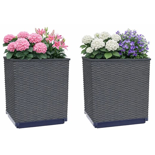 Zestaw 2 czarnych donic ogrodowych K4-A40 ze sklepu Edinos.pl w kategorii Donice i kwietniki ogrodowe - zdjęcie 189392552