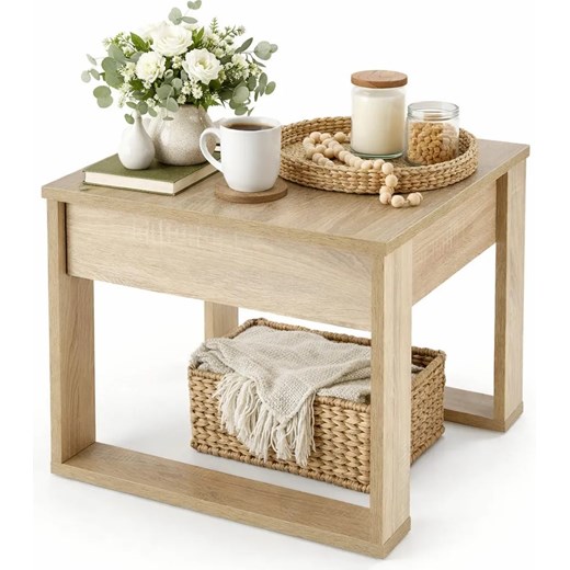 Kwadratowa ława z szufladą dąb sonoma A2-Z06 ze sklepu Edinos.pl w kategorii Ławki ogrodowe - zdjęcie 189392564