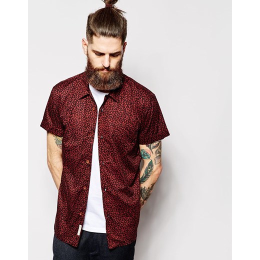 Scotch & Soda Shirt with Floral Print Short Sleeves - Red