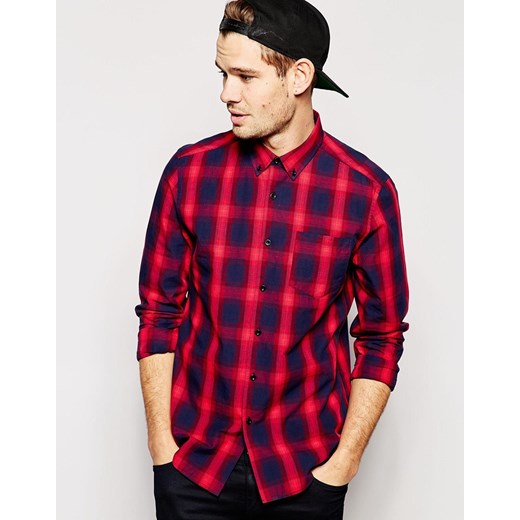 ASOS Shirt In Long Sleeve With Shadow Check - Red