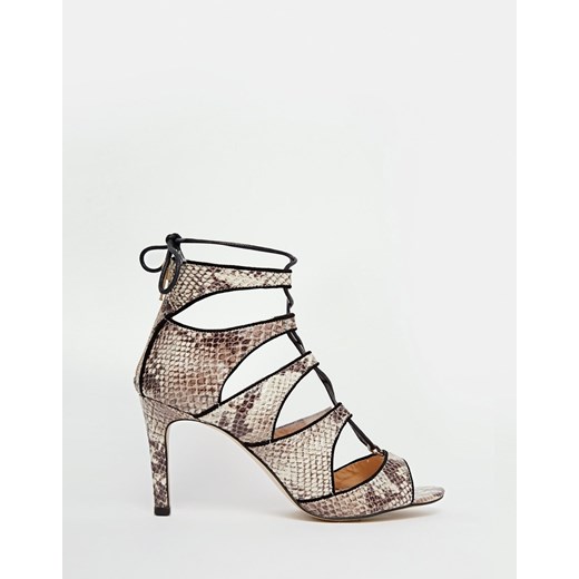 Head Over Heels By Dune Marlana Snake Lace Up Heeled Sandals - Natural snake