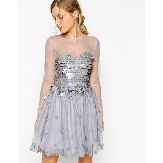 ASOS SALON Shimmer Bodice Prom Dress - Pale blue