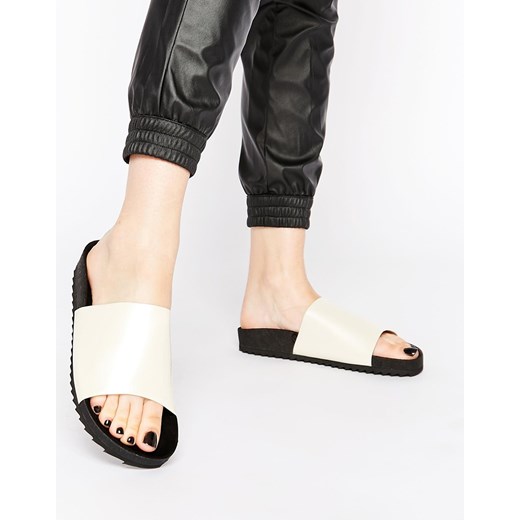 Monki Liza White Footbed Slider Flat Sandals - White