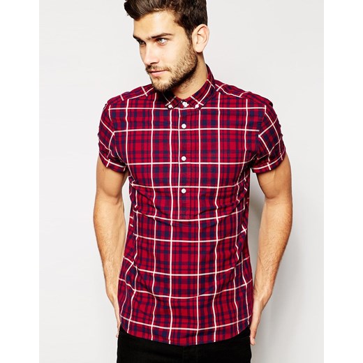 ASOS Check Shirt In Overhead Styling - Red