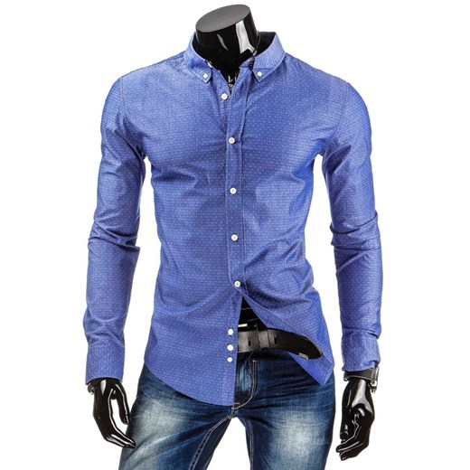Koszula z długim rękawem (dx0749) - Niebieski dstreet niebieski bawełna