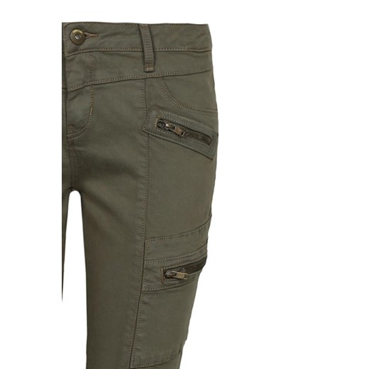 Khaki High Waist Trousers with Zip Pockets tally-weijl szary 