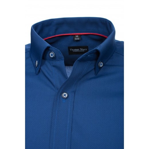 Ciemnoniebieska koszula z tkaniny popelina thomas-waxx granatowy elegancki