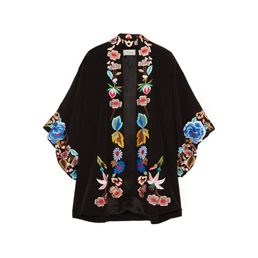 Baudelaire embroidered silk kimono net-a-porter czarny haft