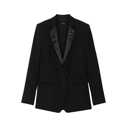 Silk satin-trimmed wool-blend blazer net-a-porter czarny 