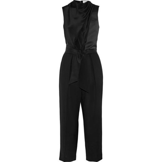 Belted silk and wool jumpsuit net-a-porter czarny 