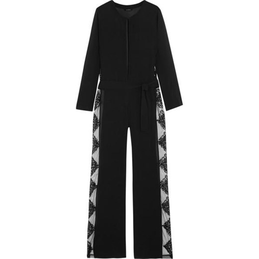 Tribal Dream lace-paneled stretch silk-blend jumpsuit net-a-porter czarny koronka