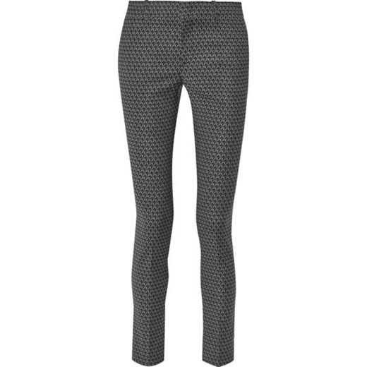 Printed wool-blend skinny pants net-a-porter szary aplikacja