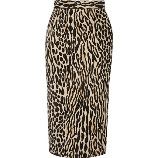Algras leopard-jacquard pencil skirt net-a-porter brazowy 