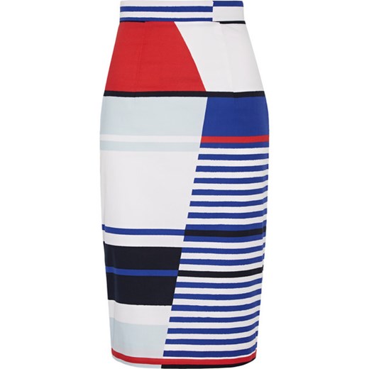 Marina striped stretch-cotton pencil skirt net-a-porter niebieski 