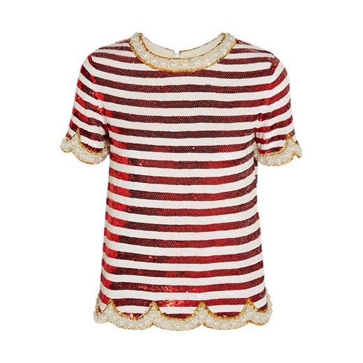 Embellished striped silk-georgette top net-a-porter rozowy lato