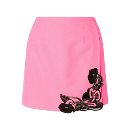 Leather-embellished wool-crepe mini skirt net-a-porter rozowy lato