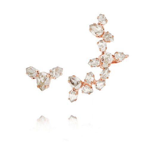 Rose gold-plated Swarovski crystal ear cuff and stud earring net-a-porter zielony 