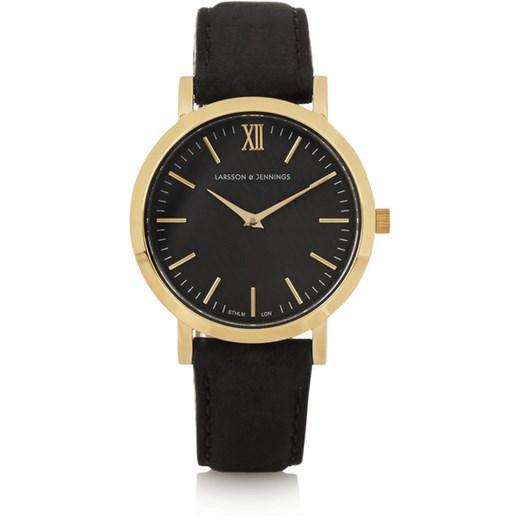 Liten small suede and gold-plated watch net-a-porter czarny 