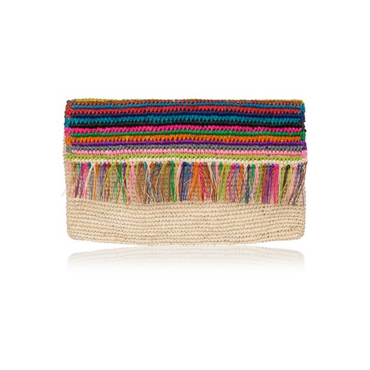 Woven toquilla straw clutch net-a-porter bezowy elegancki