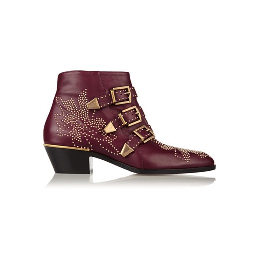 Susanna studded leather ankle boots net-a-porter czerwony 