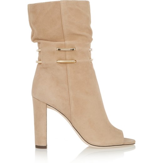 Mysen chain-trimmed suede boots net-a-porter bezowy 