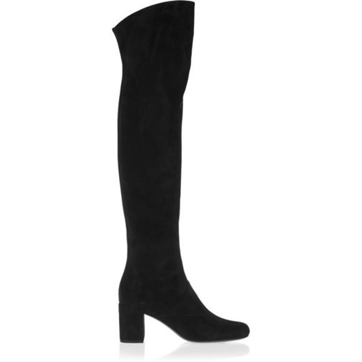 Suede over-the-knee boots net-a-porter czarny 