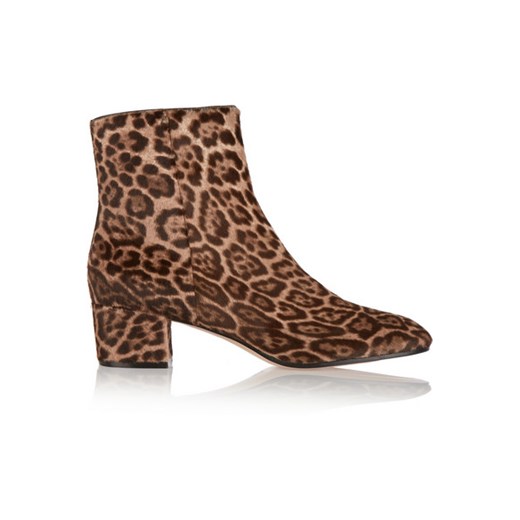 Leopard-print calf hair ankle boots net-a-porter brazowy 