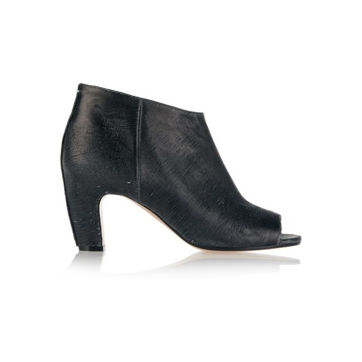 Textured-leather peep-toe ankle boots net-a-porter szary 