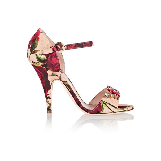 Embellished floral-print brocade sandals net-a-porter rozowy lato