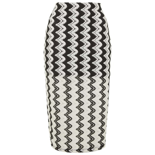 Stripe Crochet Column Skirt topshop szary 