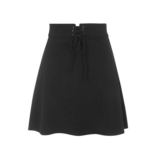 Jersey Lace-Up A-Line Skirt topshop czarny jersey
