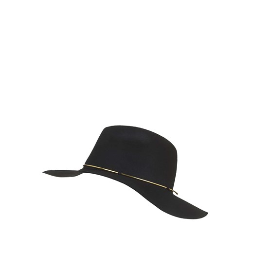 Metal Trim Wide Brim Fedora Hat topshop czarny 