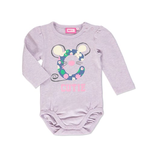 MAX COLLECTION Girls Baby Body Kwiaty CUTIE lila-melange pinkorblue-pl szary bawełna